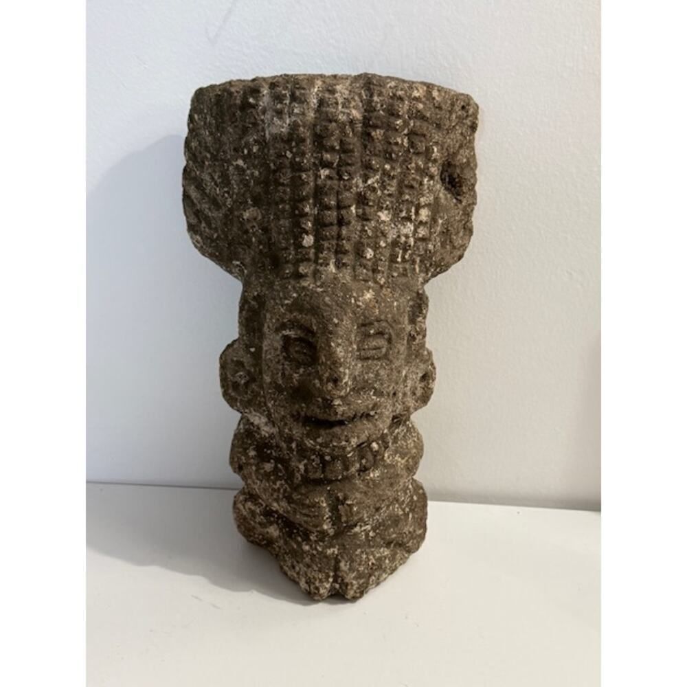 Sculpture of Tlaloc, the Aztec god of rain fertility and water stone figure 9.5"